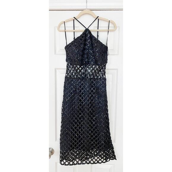 Ramy Brook Elegant Black Mesh Midi Dress - Picture 3 of 6